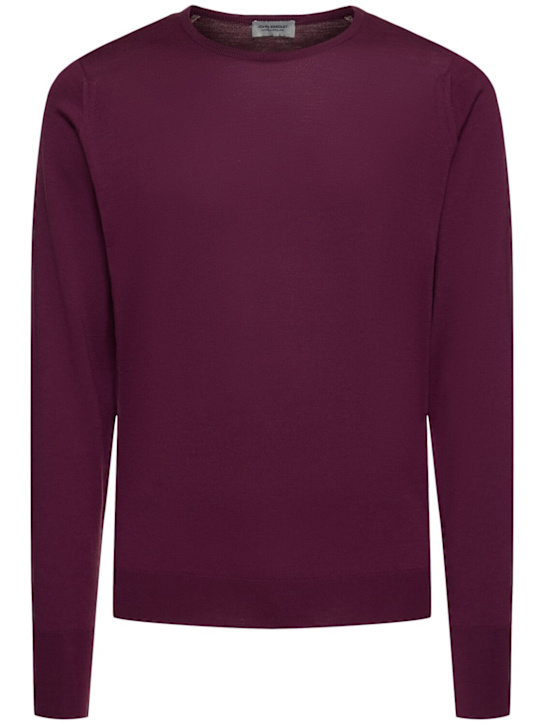 John Smedley: Marcus extrafine wool knit crew sweater - Purple/Brown - men_0 | Luisa Via Roma