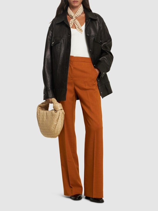 Tory Burch: Tailored stretch tech pants - Brown - women_1 | Luisa Via Roma