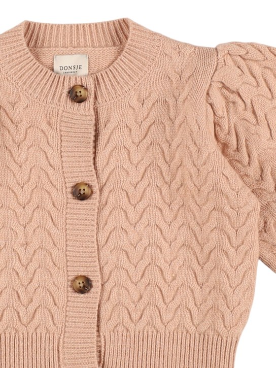 Donsje: Wool blend knit cardigan - Pink - kids-girls_1 | Luisa Via Roma