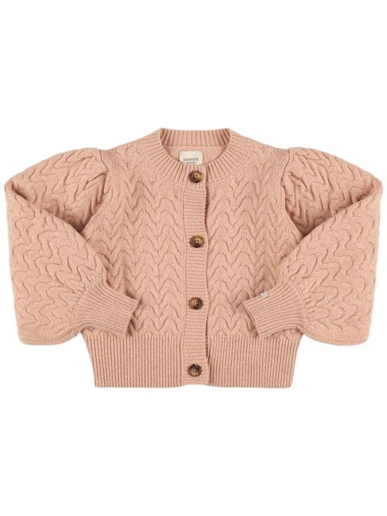 Donsje: Wool blend knit cardigan - Pink - kids-girls_0 | Luisa Via Roma