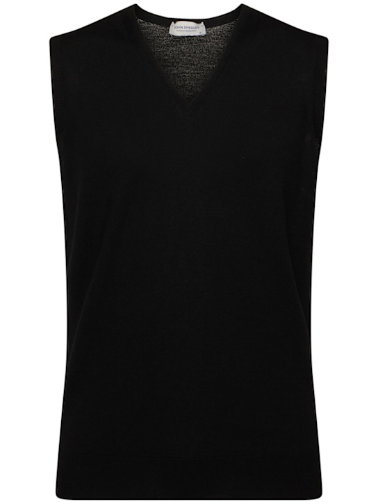 John Smedley: Hadfield extrafine wool knit vest - Black - men_0 | Luisa Via Roma