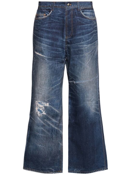 Andersson Bell: Pantalon unisexe en denim imprimé trompe l'œil - men_0 | Luisa Via Roma