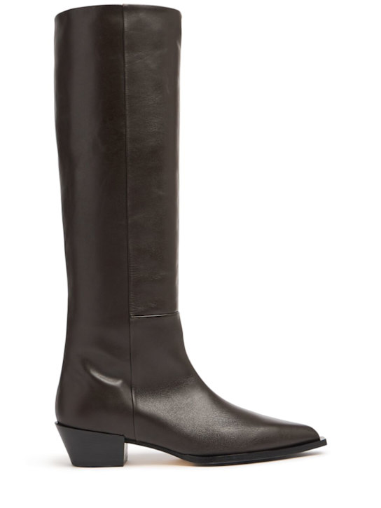 Aeyde: 40mm Arla leather cowboy boots - women_0 | Luisa Via Roma