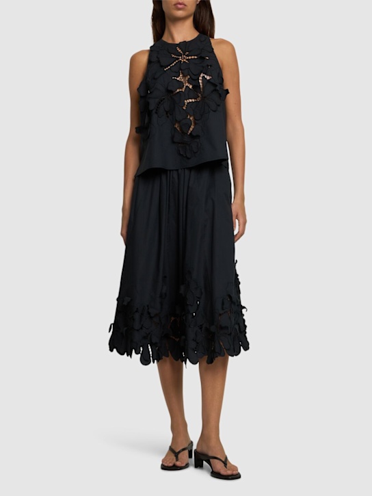 Forte_forte: En fleur embroidered poplin top - Black - women_1 | Luisa Via Roma