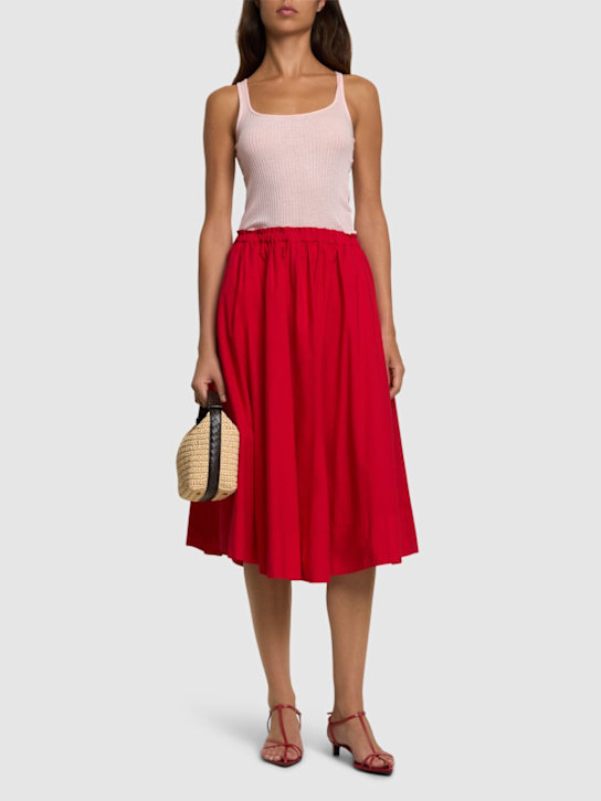 Forte_forte: Elastic waist poplin midi skirt - women_1 | Luisa Via Roma