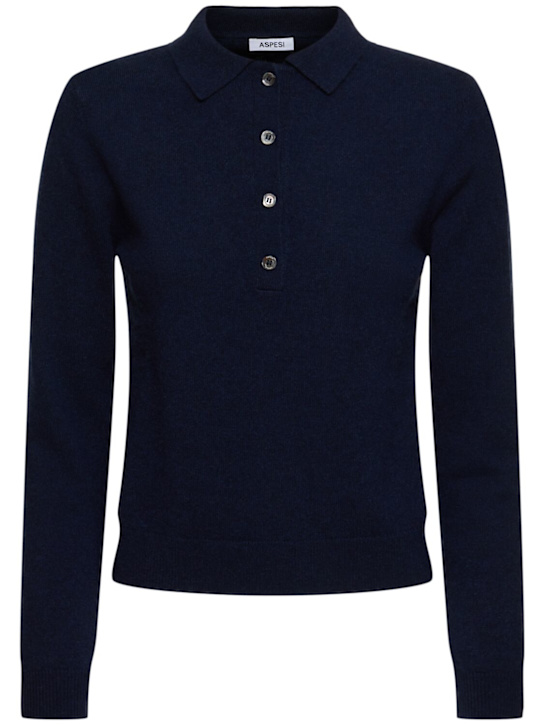 ASPESI: Pull-over en maille de cachemire - Bleu Marine - women_0 | Luisa Via Roma