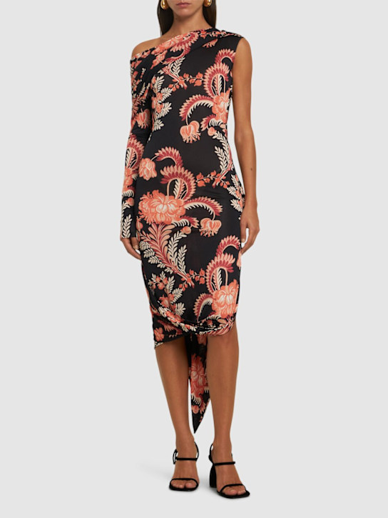 Etro: Draped printed viscose midi dress - women_1 | Luisa Via Roma