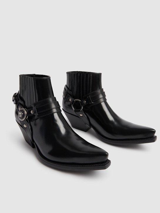 Versace: 50mm Leather western boots - Black - women_2 | Luisa Via Roma