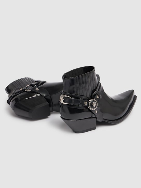 Versace: 50mm Leather western boots - Black - women_3 | Luisa Via Roma