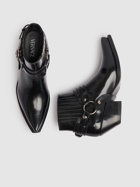 Versace: 50mm Leather western boots - Black - women_4 | Luisa Via Roma