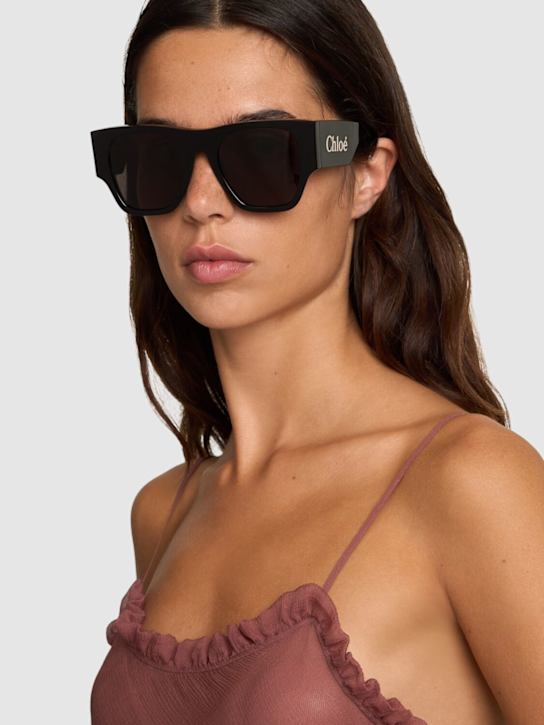 Chloé: Oversized squared bio-acetate sunglasses - Black/Grey - women_1 | Luisa Via Roma