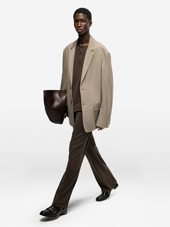 The Row: Darvi wool & silk pants - Brown - men_3 | Luisa Via Roma