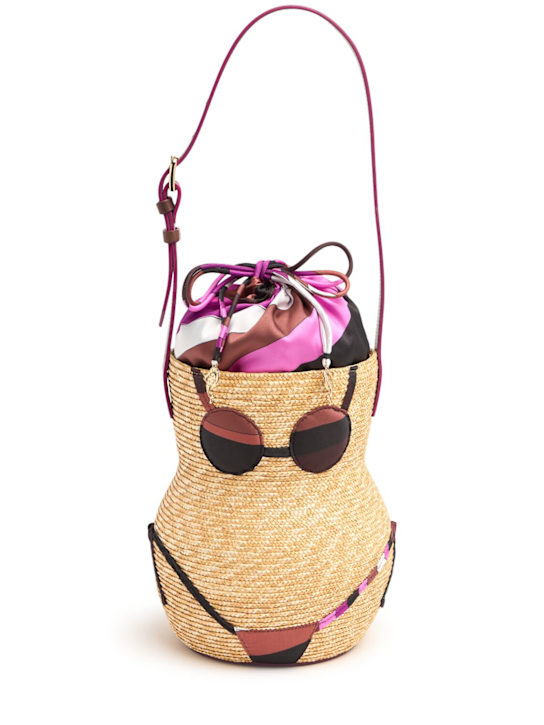 Pucci: Puccinella straw & twill bag - women_0 | Luisa Via Roma