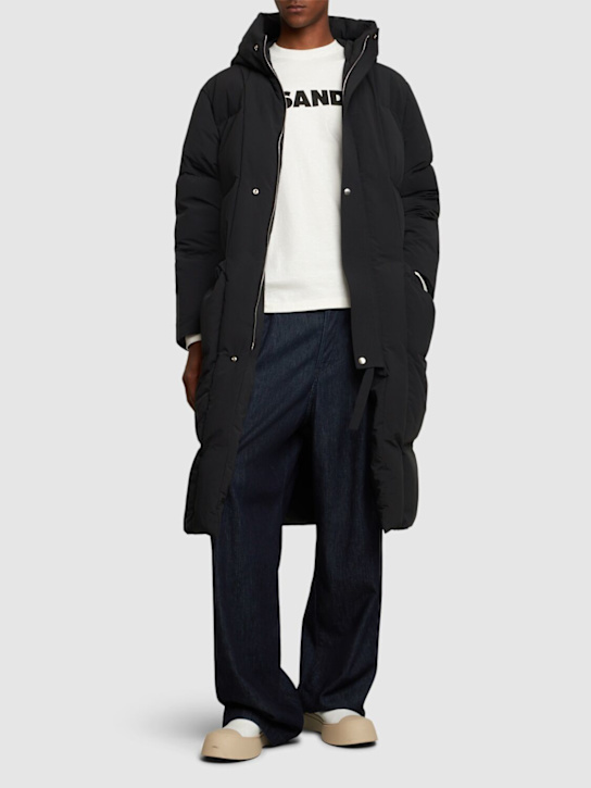 Jil Sander: Hooded nylon down long jacket - men_1 | Luisa Via Roma