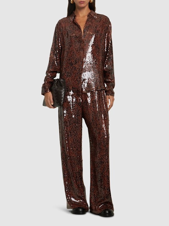 Dries Van Noten: Chowy sequined shirt - Brown/Multi - women_1 | Luisa Via Roma