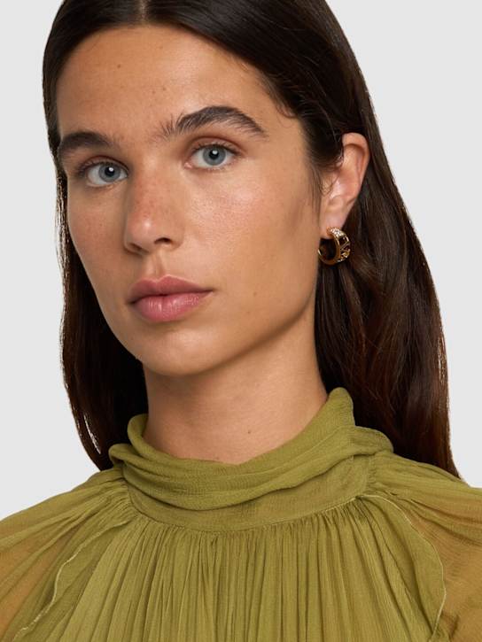 Valentino Garavani: Vlogo Signature hoop earrings - Oro 18/Crystal - women_1 | Luisa Via Roma
