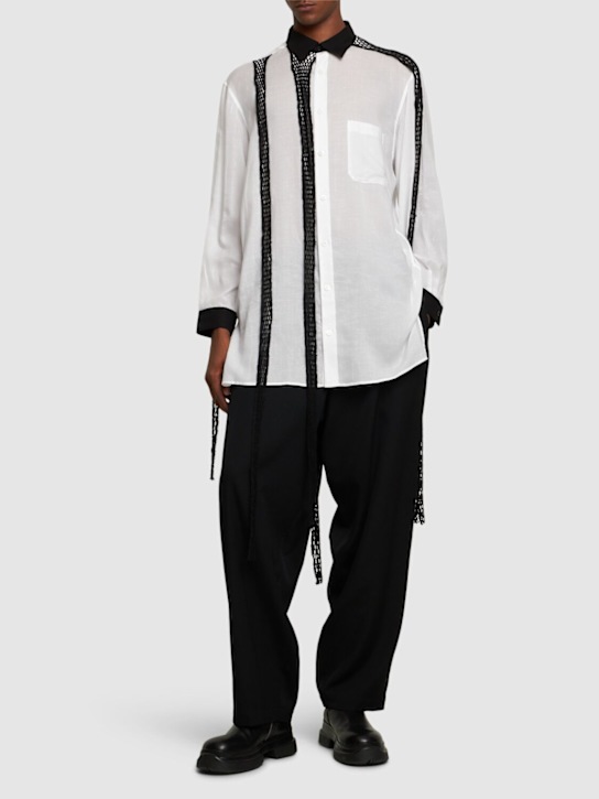Yohji Yamamoto: Mesh long shirt - men_1 | Luisa Via Roma