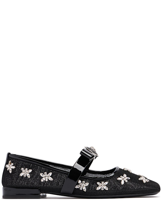 Versace: Ballerines en résille et cristaux 20 mm - Noir - women_0 | Luisa Via Roma