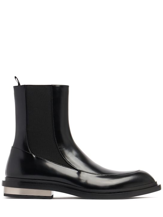 Jil Sander: Shiny leather ankle boots - men_0 | Luisa Via Roma