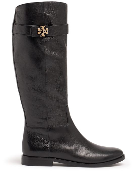 Tory Burch: 10mm T Lock leather riding boots - women_0 | Luisa Via Roma