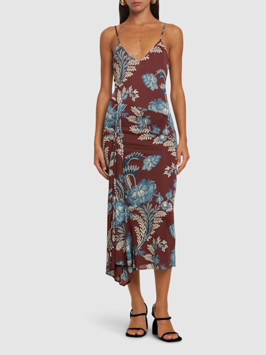 Etro: Draped printed viscose long dress - women_1 | Luisa Via Roma