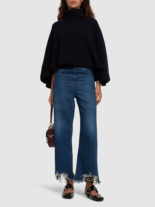 Chloé: High rise cotton denim wide jeans - women_1 | Luisa Via Roma