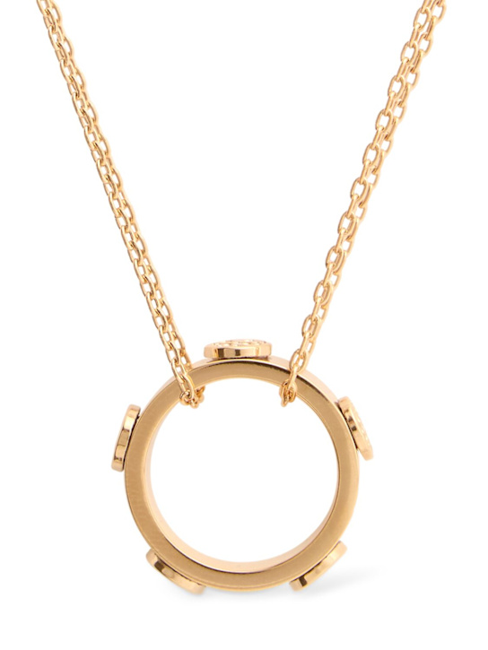 Tory Burch: Miller Stud circle pendant necklace - women_0 | Luisa Via Roma