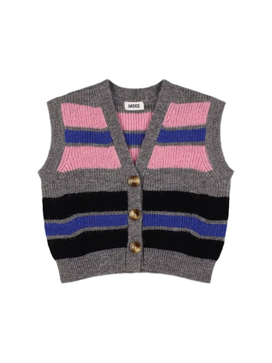 INDEE: ニットベストカーディガン - グレー/マルチカラー - kids-girls_0 | Luisa Via Roma