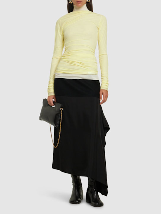 Dries Van Noten: Hoan ruched mesh top - Light Yellow - women_1 | Luisa Via Roma