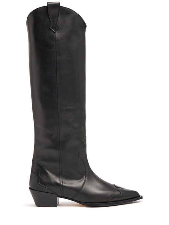 Aeyde: 40mm Aruna leather tall boots - women_0 | Luisa Via Roma
