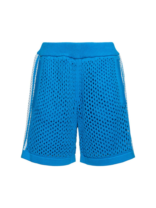 adidas Originals: Clot C open knit shorts - Blue - women_0 | Luisa Via Roma