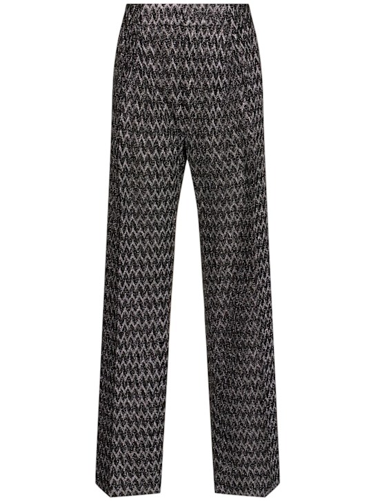 Missoni: Chevron lurex high waisted pants - Black/Silver - women_0 | Luisa Via Roma