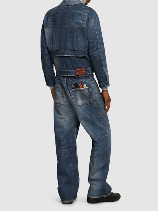Andersson Bell: Pantalon unisexe en denim imprimé trompe l'œil - men_1 | Luisa Via Roma