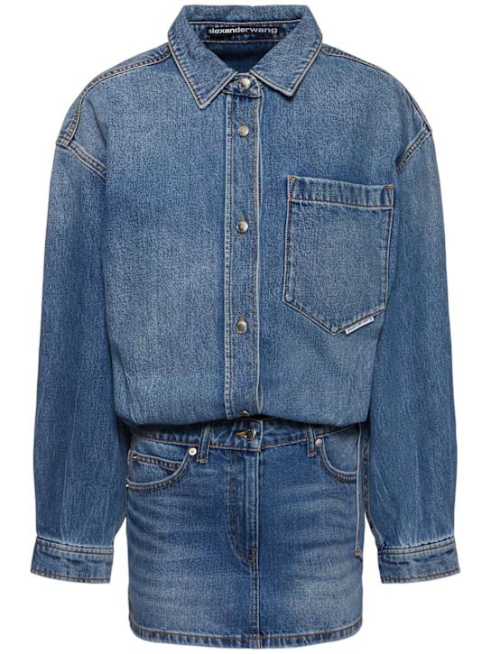 Alexander Wang: Long sleeve denim mini dress - women_0 | Luisa Via Roma