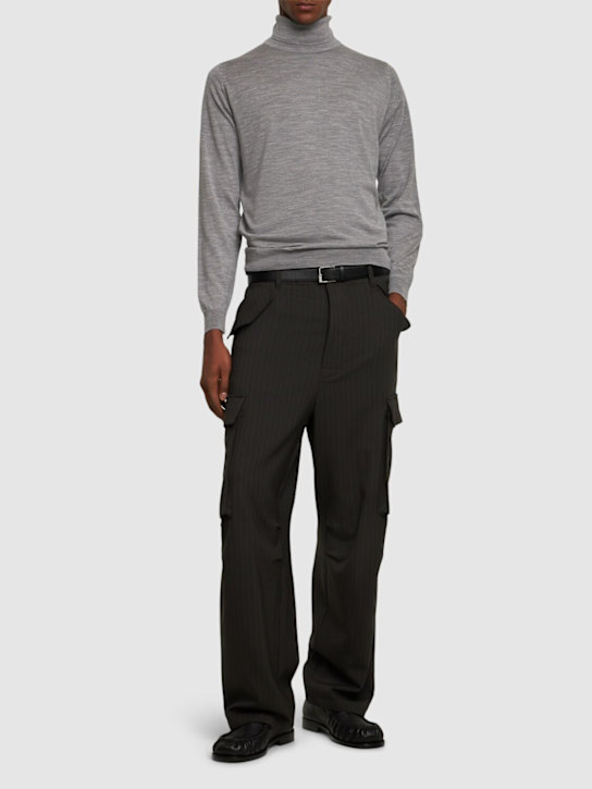 John Smedley: Cherwell high neck knit sweater - Silver/Grey - men_1 | Luisa Via Roma