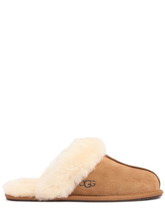 Ugg: 10毫米Scuffette II麂皮&剪羊毛穆勒鞋 - 棕黄色 - women_0 | Luisa Via Roma