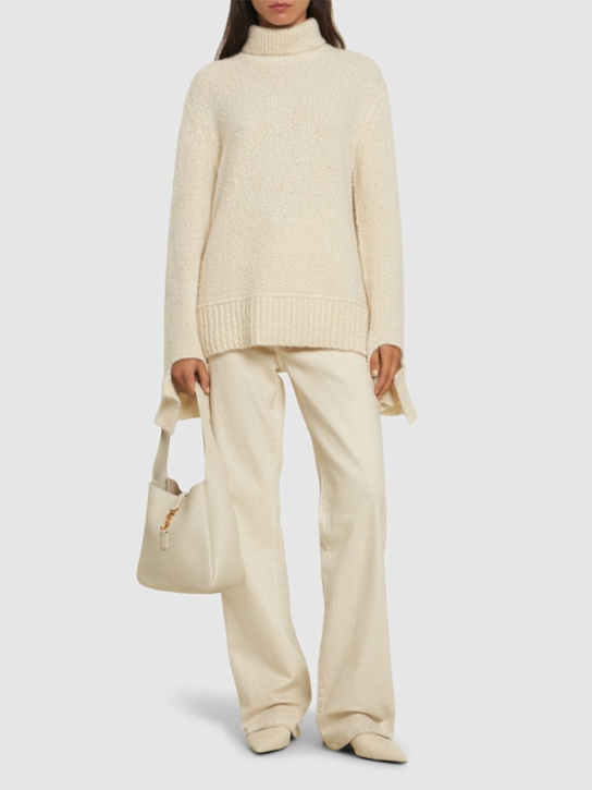 Michael Kors Collection: Alpaca blend split sleeve t-neck sweater - Ivory - women_1 | Luisa Via Roma