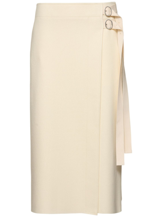 Jil Sander: Wrapped A-line wool midi skirt - women_0 | Luisa Via Roma