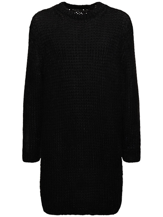 Comme des Garçons Homme Plus: Mohair blend knit sweater - Black - men_0 | Luisa Via Roma