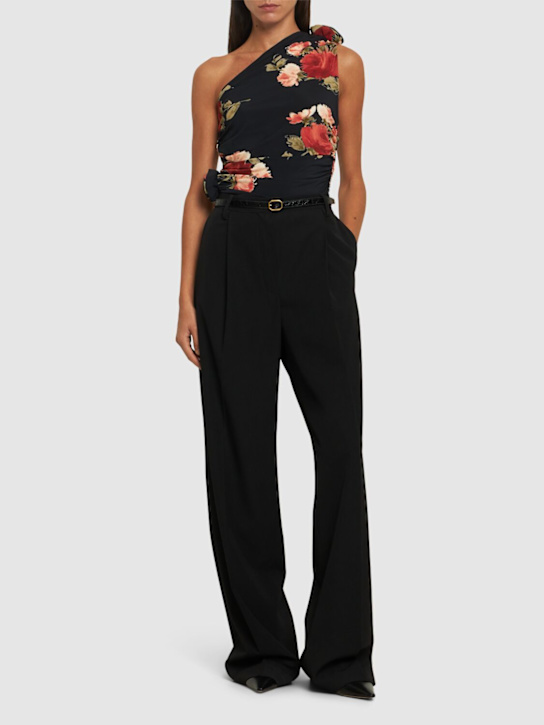 Magda Butrym: Draped printed jersey one shoulder top - women_1 | Luisa Via Roma