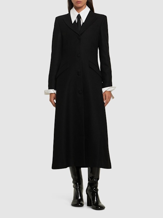 Roland Mouret: Tailored wool blend twill long coat - Black - women_1 | Luisa Via Roma