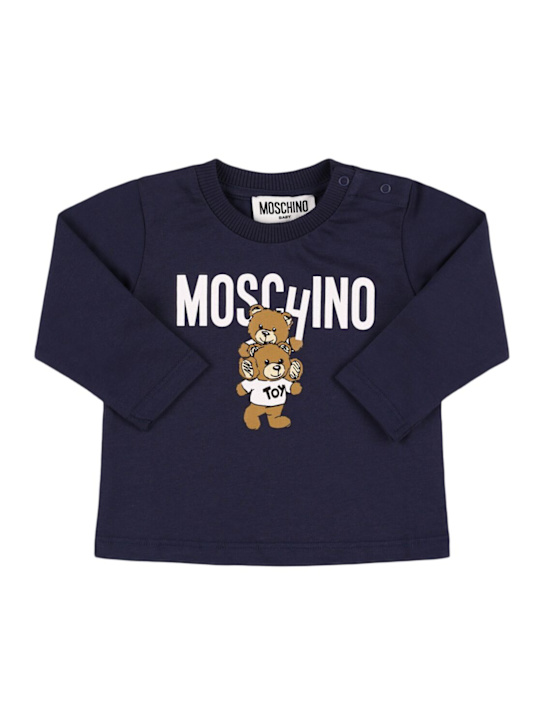 Moschino: コットンジャージー長袖Tシャツ - kids-girls_0 | Luisa Via Roma