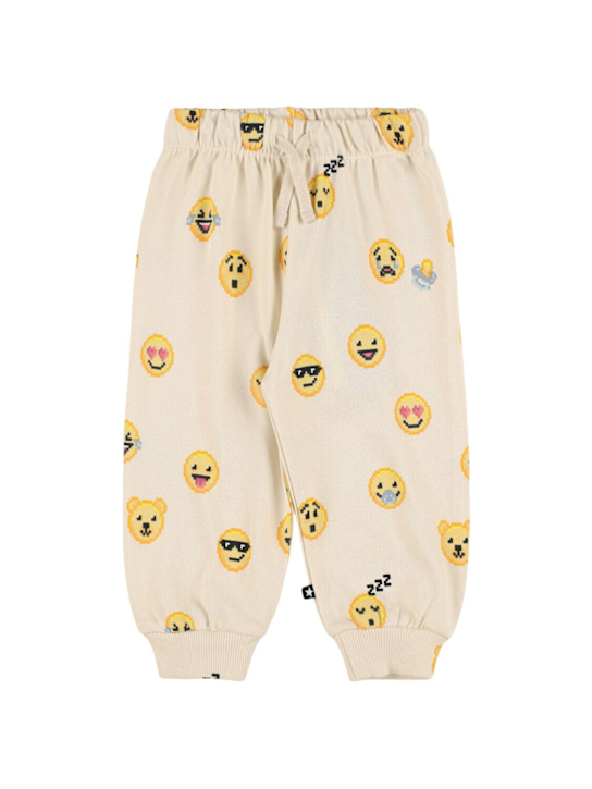 Molo: Printed organic cotton sweatpants - White/Yellow - kids-girls_0 | Luisa Via Roma