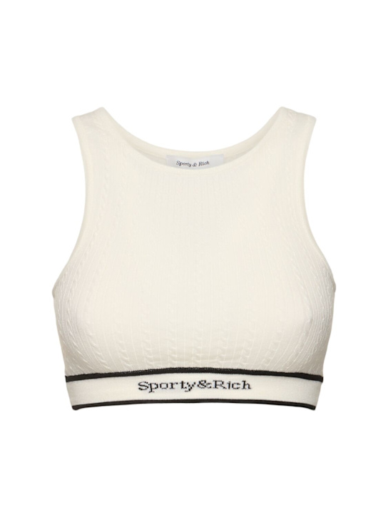 Sporty & Rich: Serif Logo ケーブルタンクトップ - women_0 | Luisa Via Roma