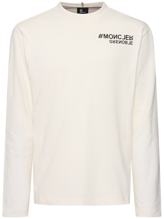 Moncler Grenoble: Logo cotton long sleeve t-shirt - men_0 | Luisa Via Roma