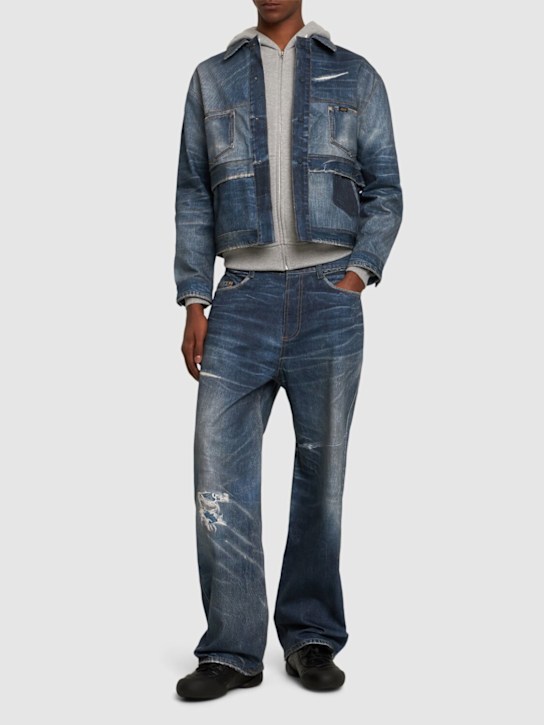 Andersson Bell: Trompe l'oeil double waist denim jacket - men_1 | Luisa Via Roma