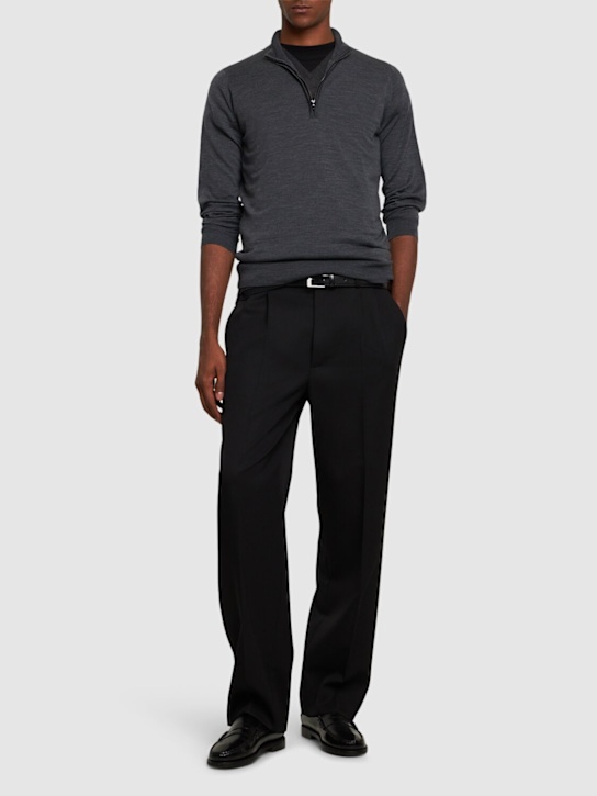 John Smedley: Barrow extrafine wool knit sweater - Grey/Black - men_1 | Luisa Via Roma