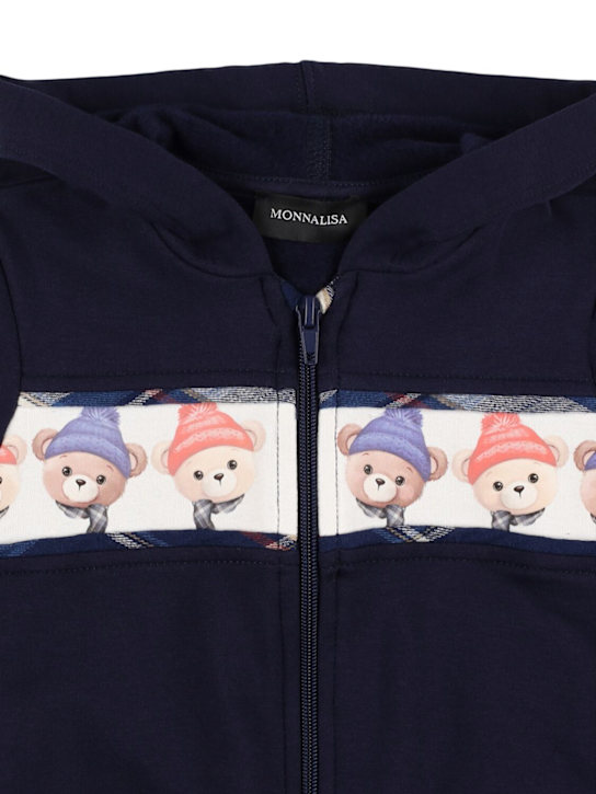 Monnalisa: Cotton blend zip hoodie - kids-boys_1 | Luisa Via Roma