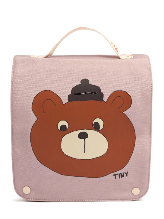 Tiny Cottons: Bear print canvas backpack - kids-boys_0 | Luisa Via Roma