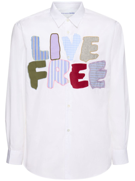 Comme des Garçons Shirt: Live Free cotton poplin shirt - men_0 | Luisa Via Roma